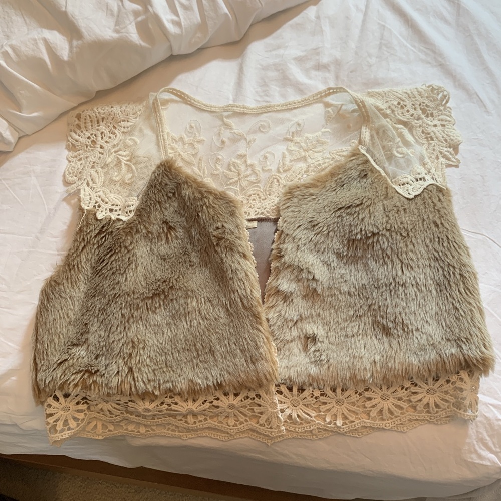 fur lace vest
